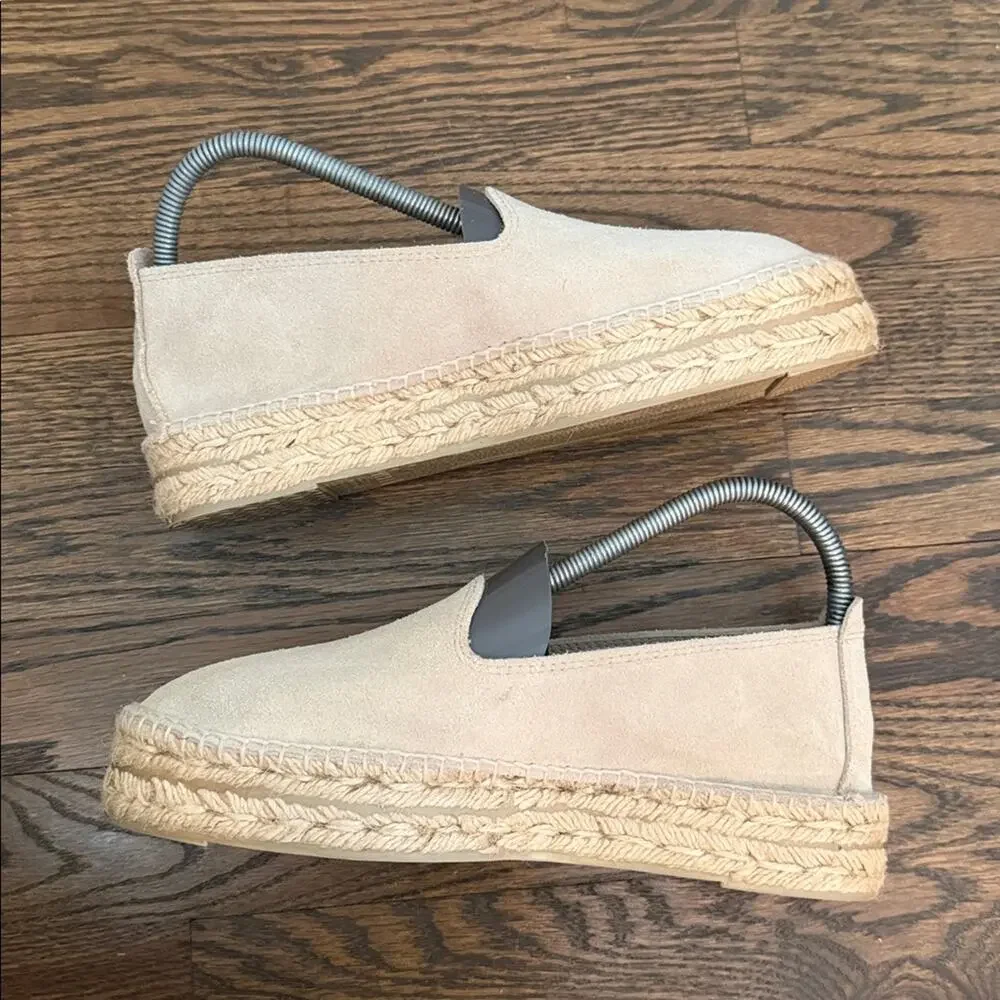 Manebí Suede Double Sole Platform Espadrilles Champagne Beige Size US 9 EU 39